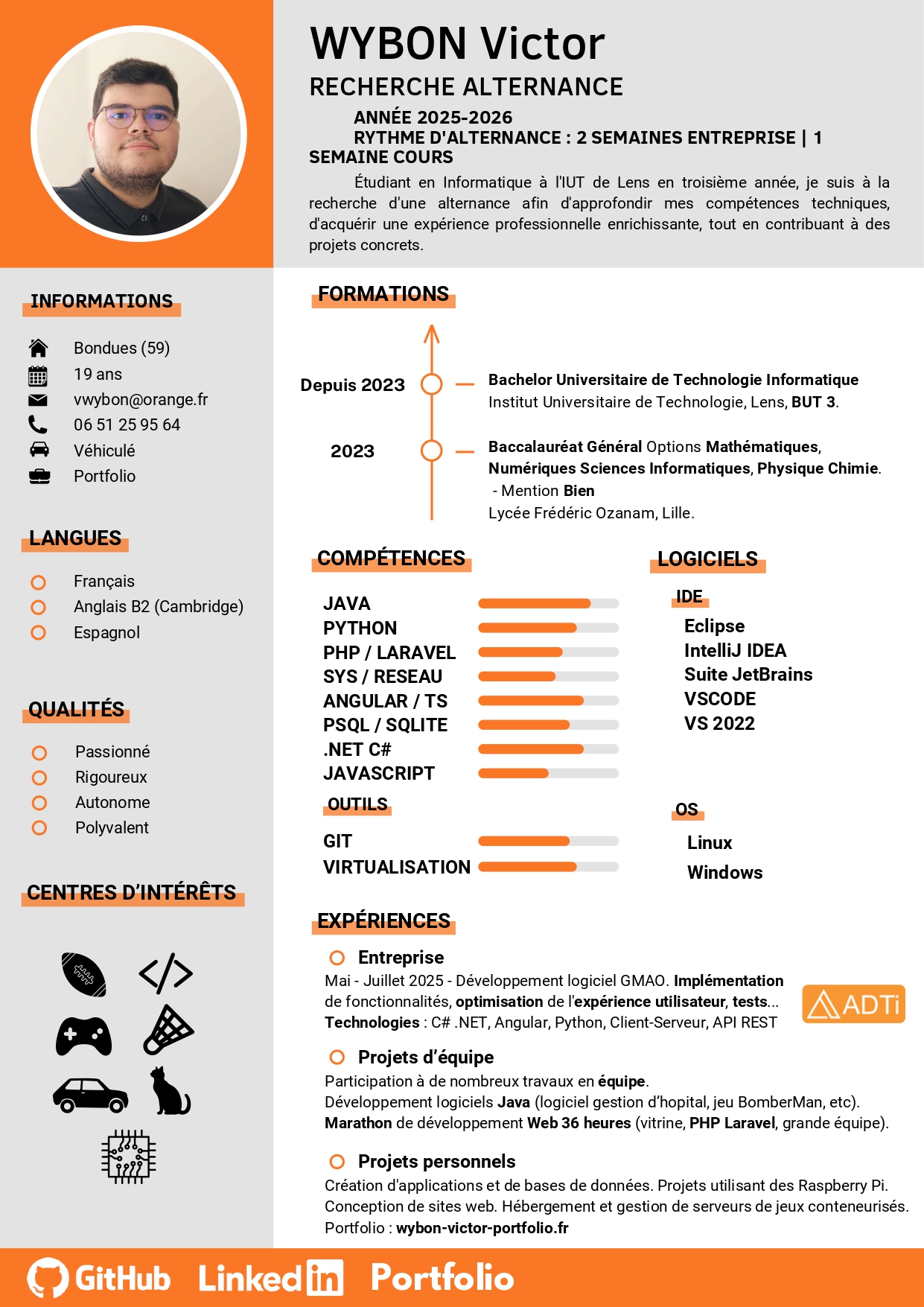 Aperçu de mon CV en français